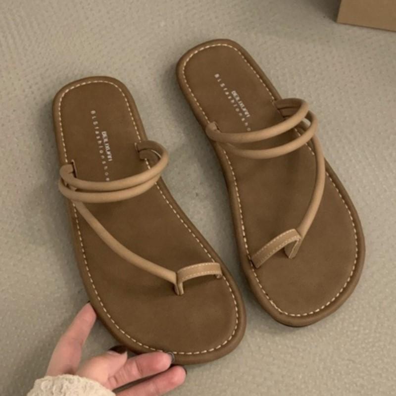 

Fashion 2025 Summer French-Inspired Open-Toe Thong Flip Flops Flat Soft Sole Comfort Sandals Versatile Slip-On Casual Slides for Beach 35