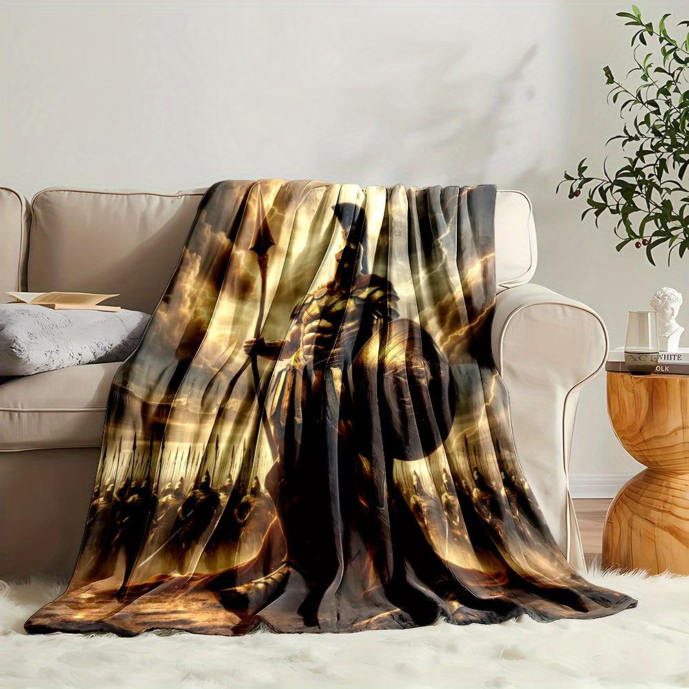 Spartan Warrior Flannel Blanket - Soft Reversible All-Season Throw, Ideal Gift for History Lovers & Military Enthusiasts