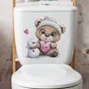 Baby Bear Heart Snowman Toilet Wall Sticker Self-Adhesive Removable Bathroom Cute Home Decor Art