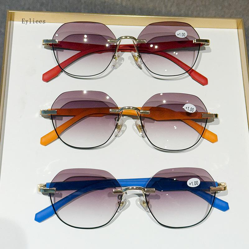 Fashion Ladies Reading Spectacles Anti- Blue-Ray Pc Eye Spectacles Female Luxury Design Double Color Frames Presbyopia Spectacles
