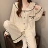 Pajamas Women's Spring and Fall Long-Sleeved Simple Style Can Be Worn Outside The Thin Section of Cotton Homewear Suit