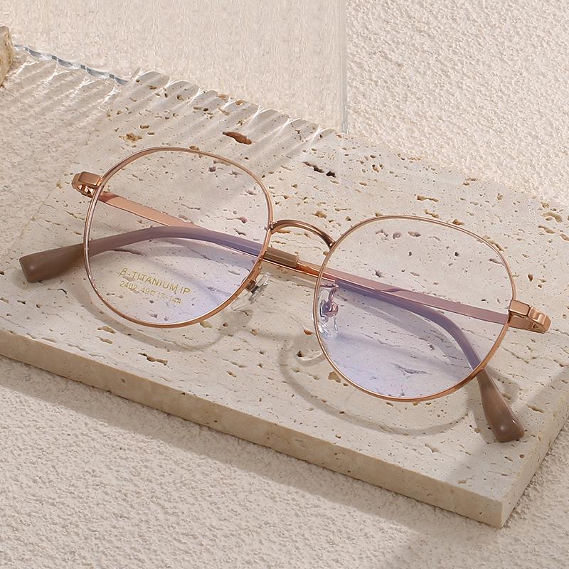2023 Summer Ultra-Light Round Titanium Glasses with Thick Wide Rim for Myopia & Blue Light Protection - Style 2402