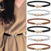 New Elegant Vintage Pearl Waist Chain Belts for Women Korean Style Sweater Jacket Hooks Elastic Slim Fit Leather Belt