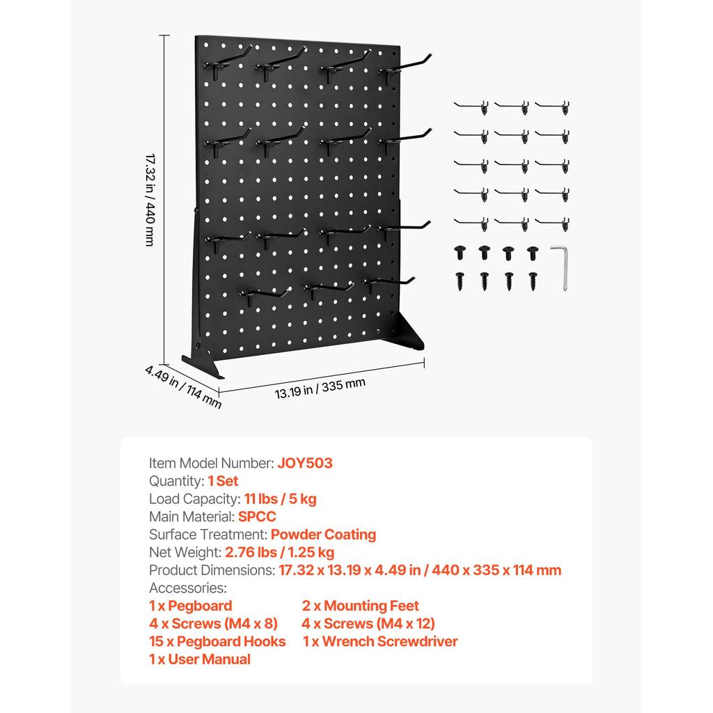 SucceBuy Pegboard Display Stand 17 X 13 In Tabletop Pegboard Display Stand with 15 Hooks for Retail Store and Jewelry Shop Black