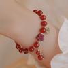 Prayer Red Agate Cinnabar Flower Bracelet for Women, Light Luxury Niche Exquisite Fortune Charm Bracelet, Gift for Girlfriend or Best Friend