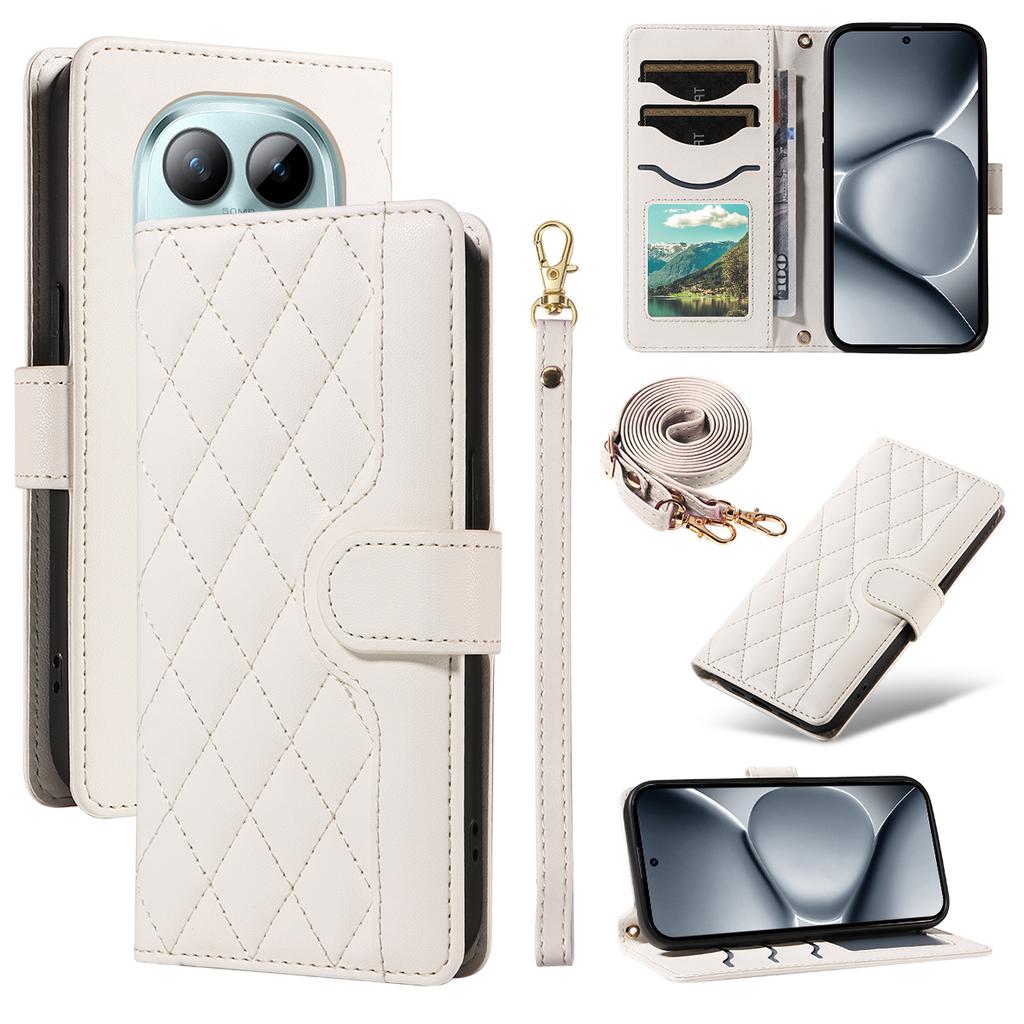 For Xiaomi Poco M8 Pro 5G/Redmi Note 15 Pro+ 5G (Global) Wallet Case Rhombus Leather Phone Cover with Strap