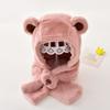 Fashion Design Children Fleece Hat Solid Color Plush Hat with Scarf Outdoor Bear Plush Hat  Boy