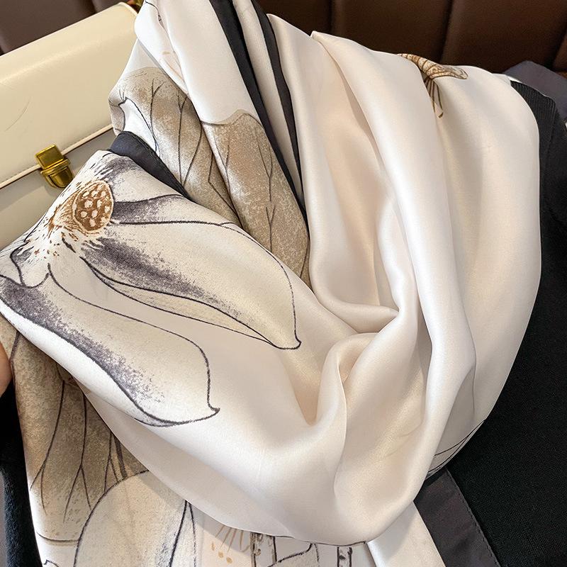 180*90cm Luxury Brand Women Summer Silk Scarves Shawl Lady Wrap Soft Female Europe Designer Beach Bandanna foulard muffler pareo