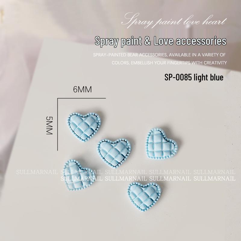 Nail Art Jewelry: Heart-Shaped Metal Cartoon Flat Bottom Spray Paint 3D Peach Heart Decorations (5 Pcs)