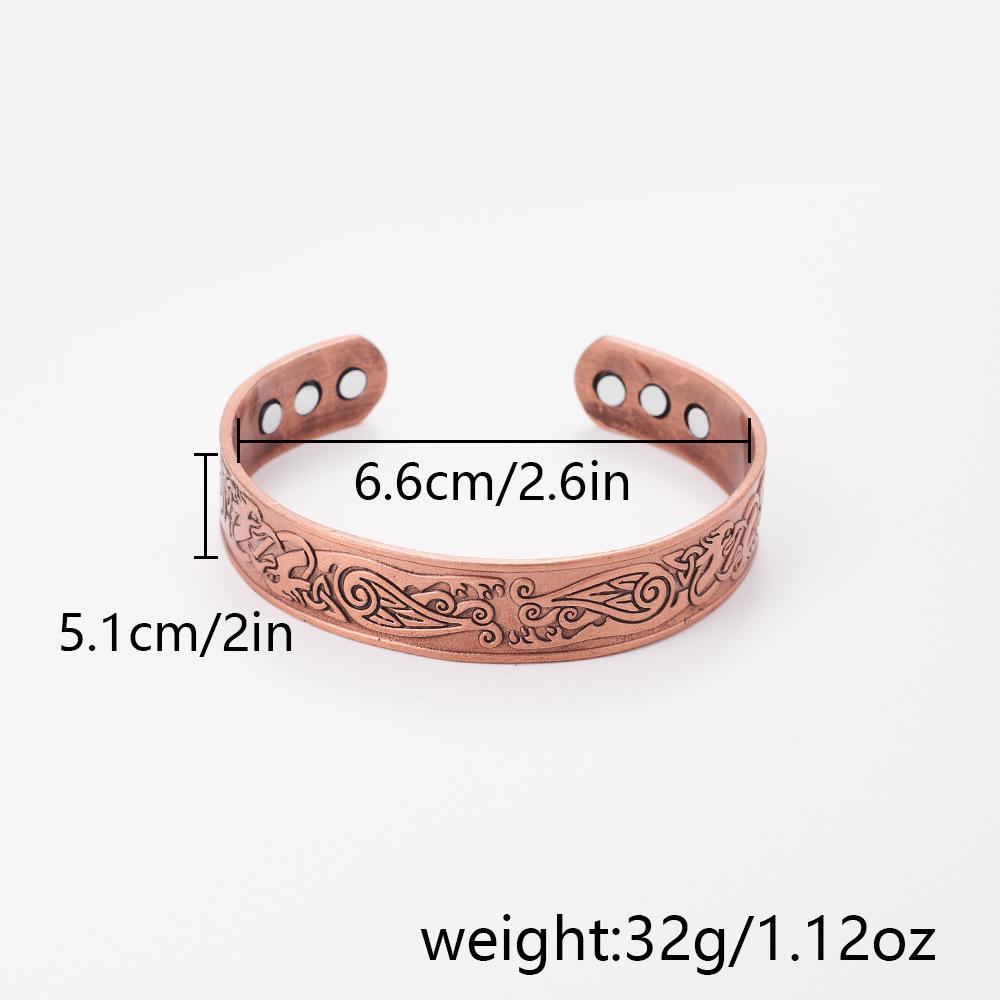Retro Red Copper Magnetic Bracelet Bangle with Flying Eagle Design - Men's Jewelry