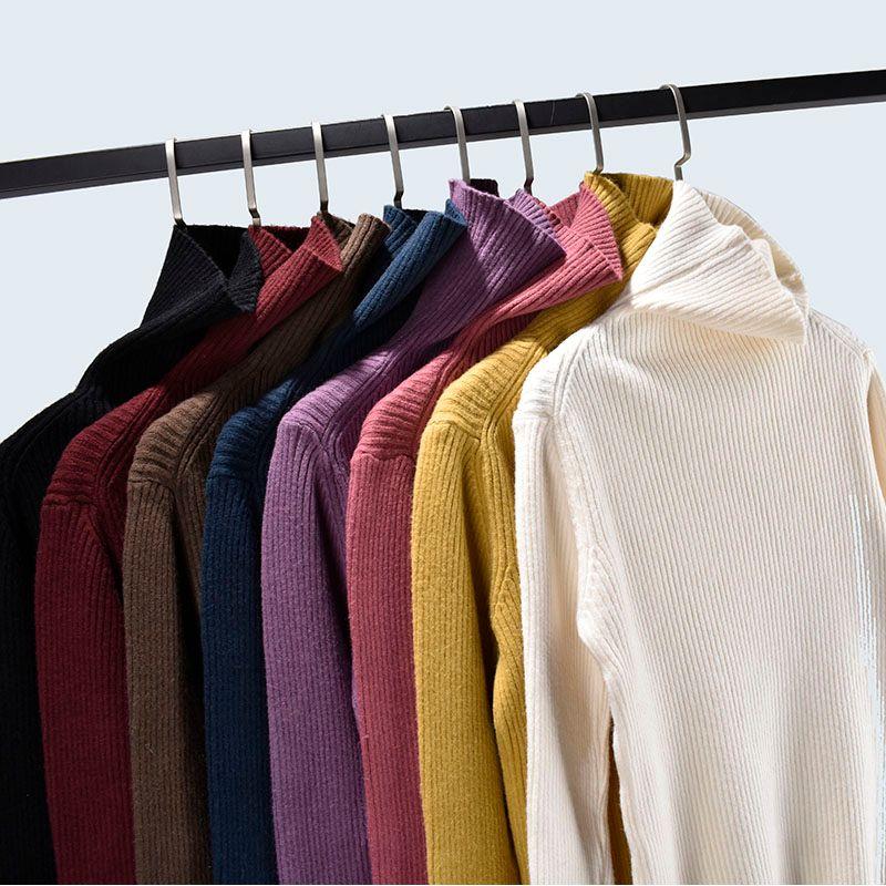 Thickened Basic Style Pile Collar Minimalist Easiest for Match Solid Color Rib Fabric Long Sleeves Women's Bottoming Shirt Autumn Winter Coat