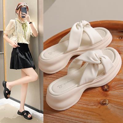Thick-soled Slippers Women's New Casual Soft Bottom Soft Surface Muffin Bottom Heightening Cool Slippers Women's Outer Wear Women's Drag