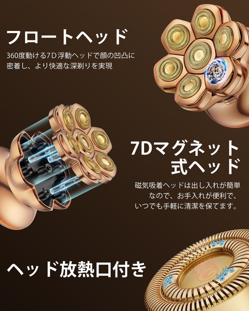 MAXGROOM Electric Shaver with 7D Magnetic Detachable 8800 RPM IPX6 1400mAh Rotary Shaver for Wet and Dry Shaving for Men and LED Fast and a Great Day