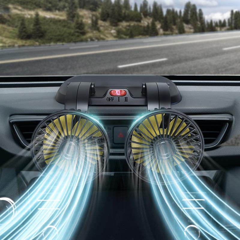 Fan for Car Decoration Fan for Truck Fan for General Purpose Double Head Fan for Car Cooling Wind Electric Fan