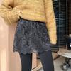 Slim-Fit Lace Layered Sweatshirt Skirt for Women - Korean Style Autumn/Winter Hip Covering Half-Skirt