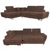 Corner Sofa, Foldable, F, Sleeping, Savio, Left, Family Furniture, Brown, Corduroy