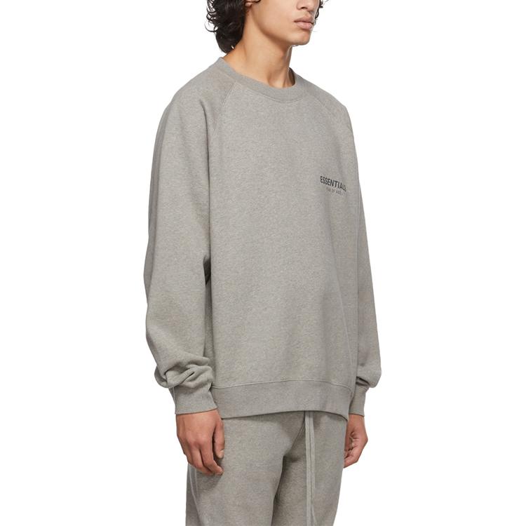 Fear of God Essentials Fleece Crewneck Sweatshirt FW21 Unisex Tops Dark-Heather-Oatmeal FOG-FW21-369