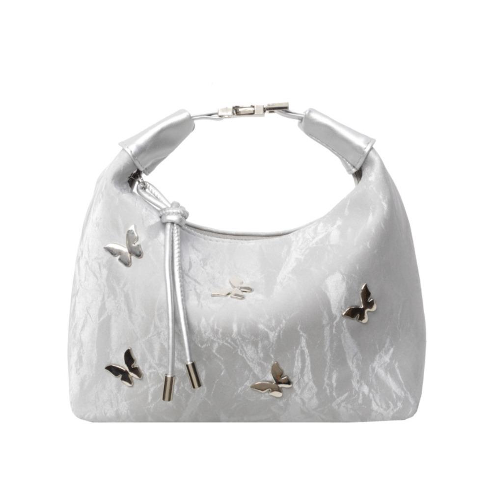 

Zipper Hanfu Shoulder Bag Solid Color Cheongsam Bag Retro Chinese Style Handbag Daily серебряный