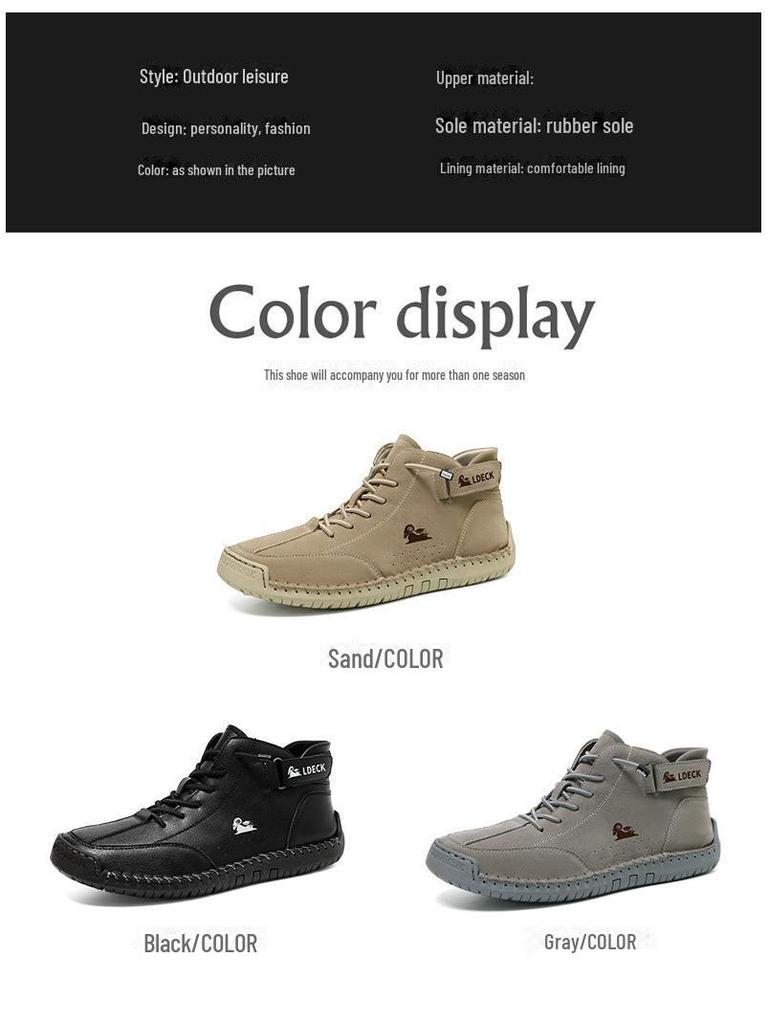 Pánské nové ležérní jarní vysoké ručně šité martensky