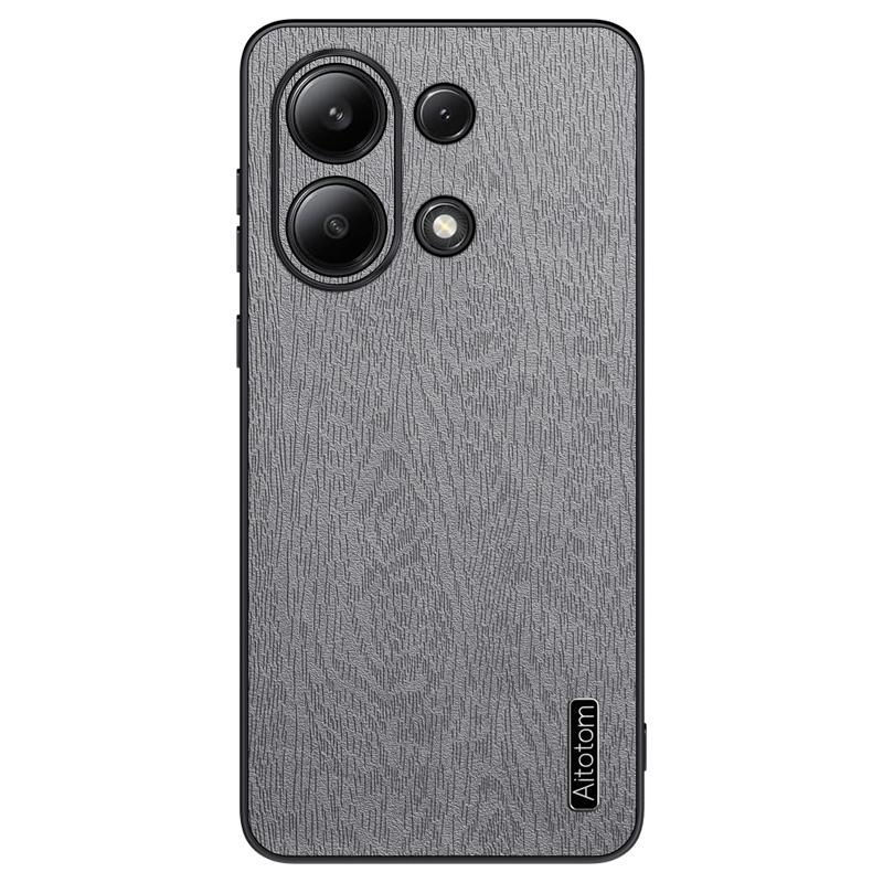 Pro Xiaomi Redmi Note 13 4G Pouzdro Kožené Potahované PC+TPU Kryt Telefonu s Texturou Dřeva