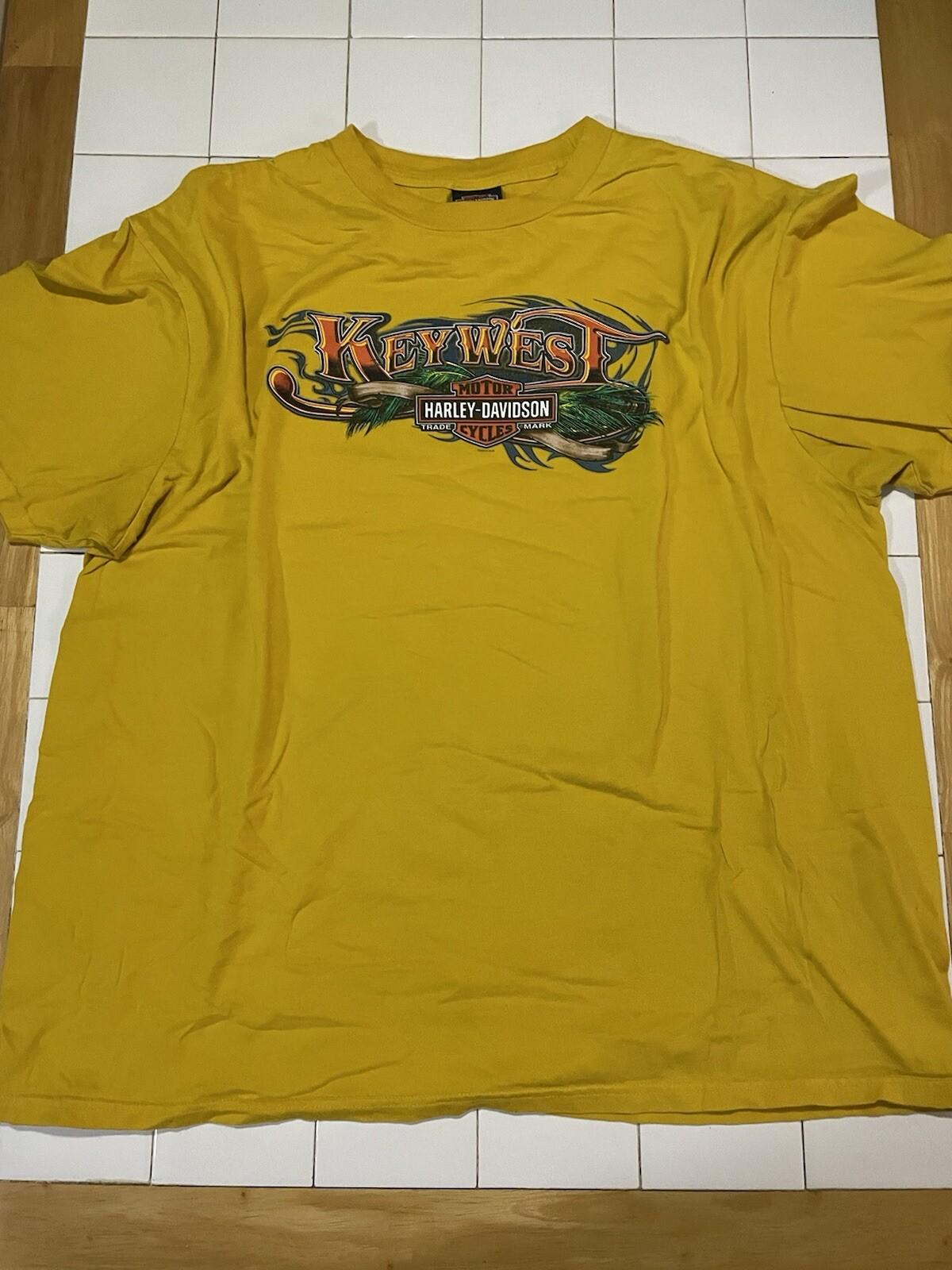 Harley Davidson Mens XXL YELLOW Graphic Tee Key West Tropical Unisex T-Shirt S