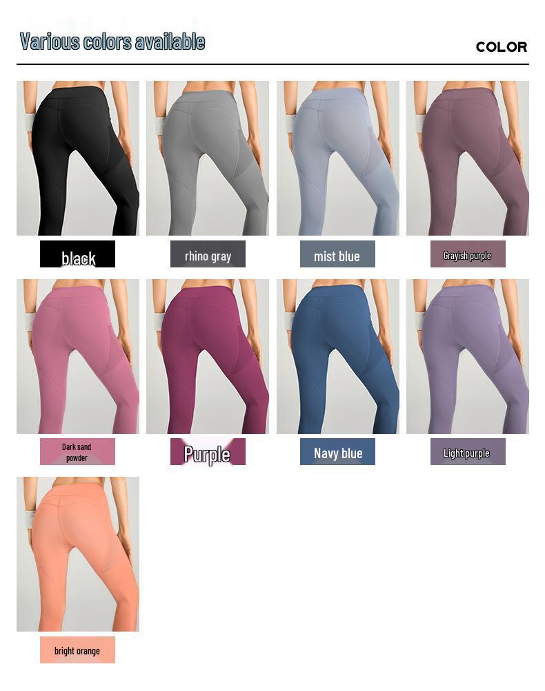 High-Waist Butt-Lifting Women's Yoga Pants with Side Pockets - Slim Fit, Leg-Slimming Fitness Leggings