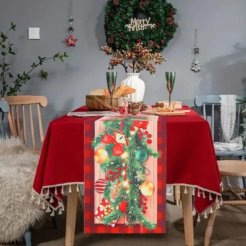 New Year Christmas Table Runner Xmas Party Navidad Gift Christmas Table Flag Flag Cover Christmas Tablecloth Home Table Decors