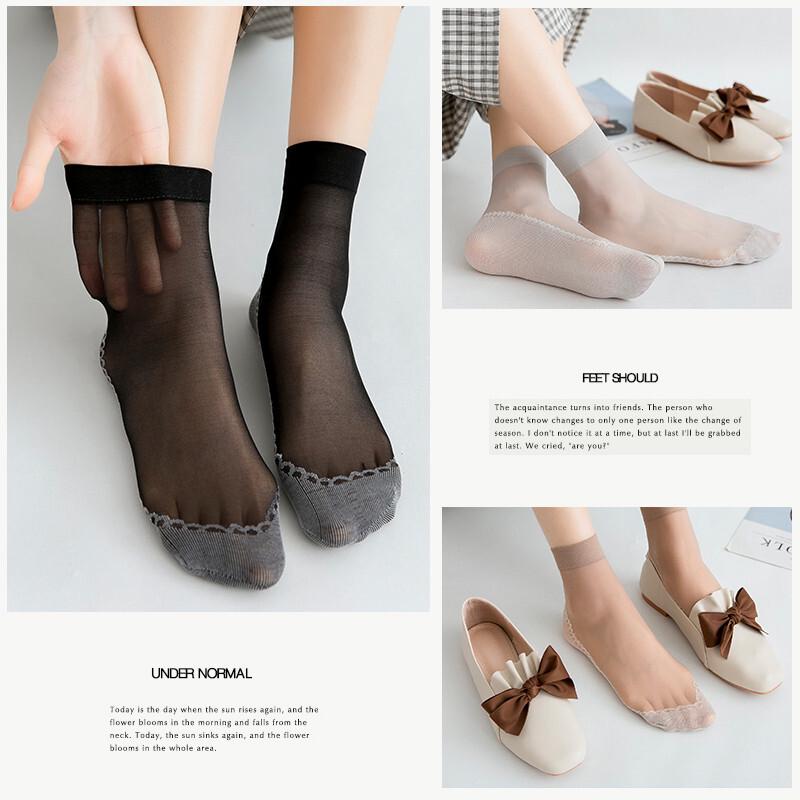 LANGSHA Women's Ultra-Thin Mid-Calf Silk Stockings
