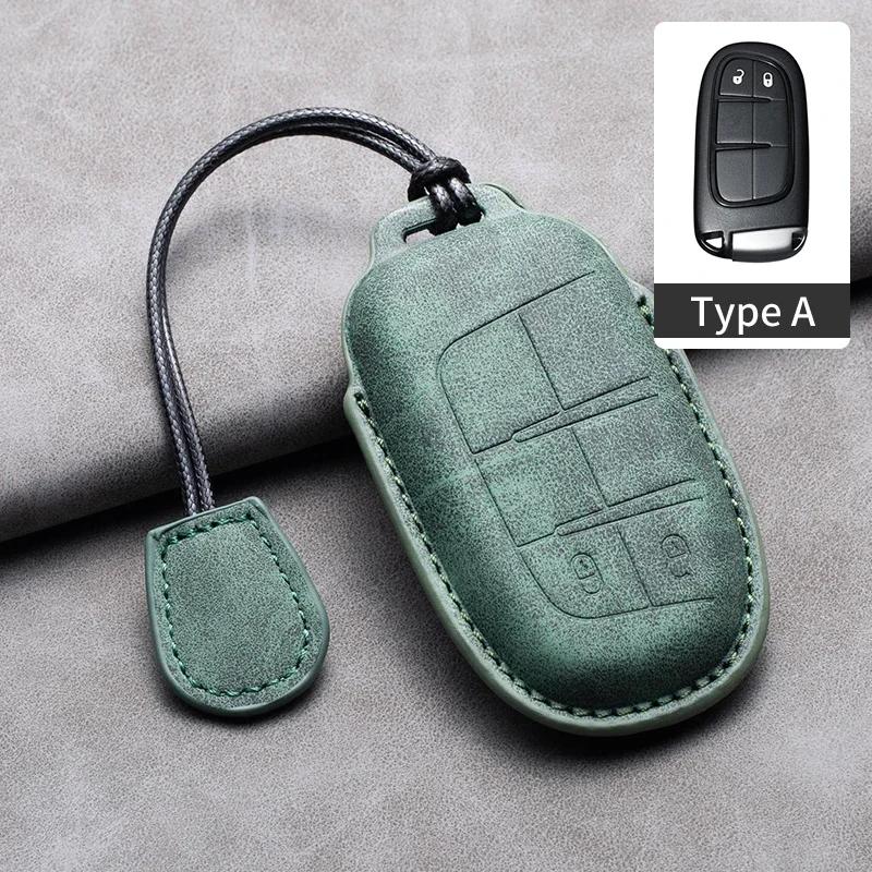 Leather Car Key Case Cover Keychain For Jeep Wrangler Commander Compass Patriot Renegade Cherokee Grand Cherokee Keyring