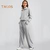 2 peças/conjunto feminino top calças conjunto meio zíper gola virada para baixo mangas compridas moletom cintura elástica perna larga calças de moletom roupa esportiva outono casual
