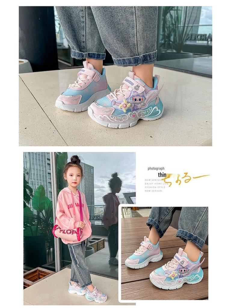 Labubu 2025 Herbst Leucht-Mesh-Sneaker für Grundschulmädchen