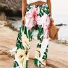 Pantaloni Larghi Estivi da Donna per la Spiaggia Stampa Floreale Vita Alta Elastica Vestibilità Larga Casual da Vacanza Pantaloni Palazzo