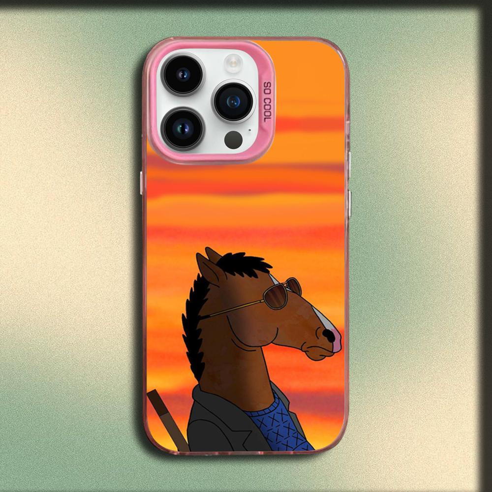 B-BoJack Horseman Phone Case For iPhone 16,15,14,13,12,11,Mini,Pro,MAX Pink Matte Silicone Cover