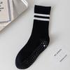 Einfarbige Yogasocken aus Baumwolle bis zur Mitte der Wade, rutschfeste Sportsocken mit Silikonunterseite, für Damen, für Indoor-Fitness, Trampolin, Tanz, Pilates