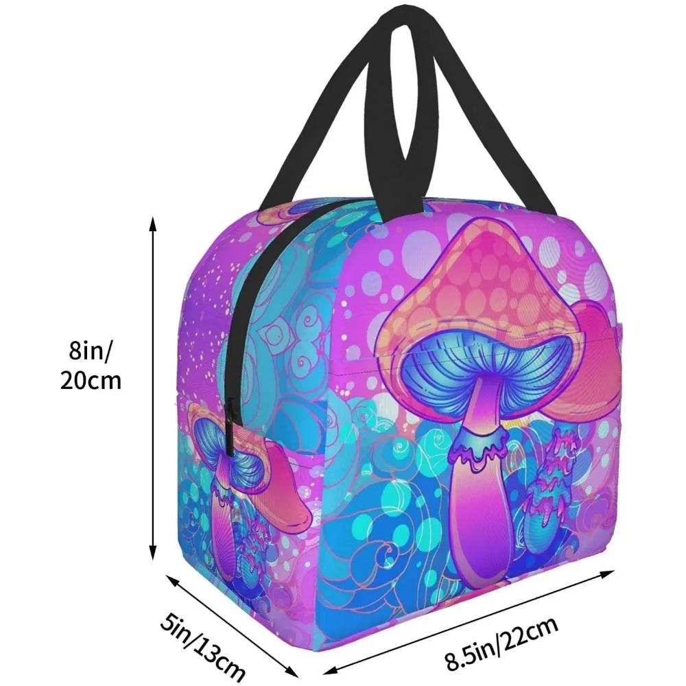 Lunch Bag for Women  Mushrooms Sacred Trippy Psychedelic Hippie Colorful Insulated Lunch Box Cooler Tote for Work School