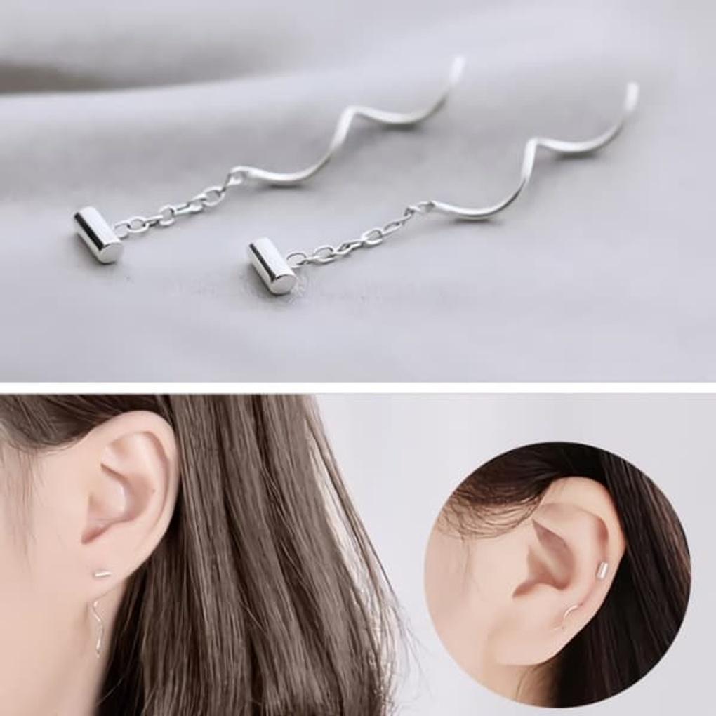 Women's Silver Needle Earrings Daily W137