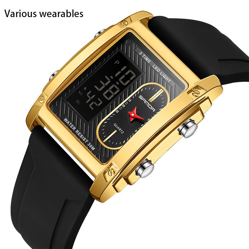 New Trend Double Display Watch Men's Business Waterproof Electronic Watch Light Luxury Quartz Steel Band Watch
