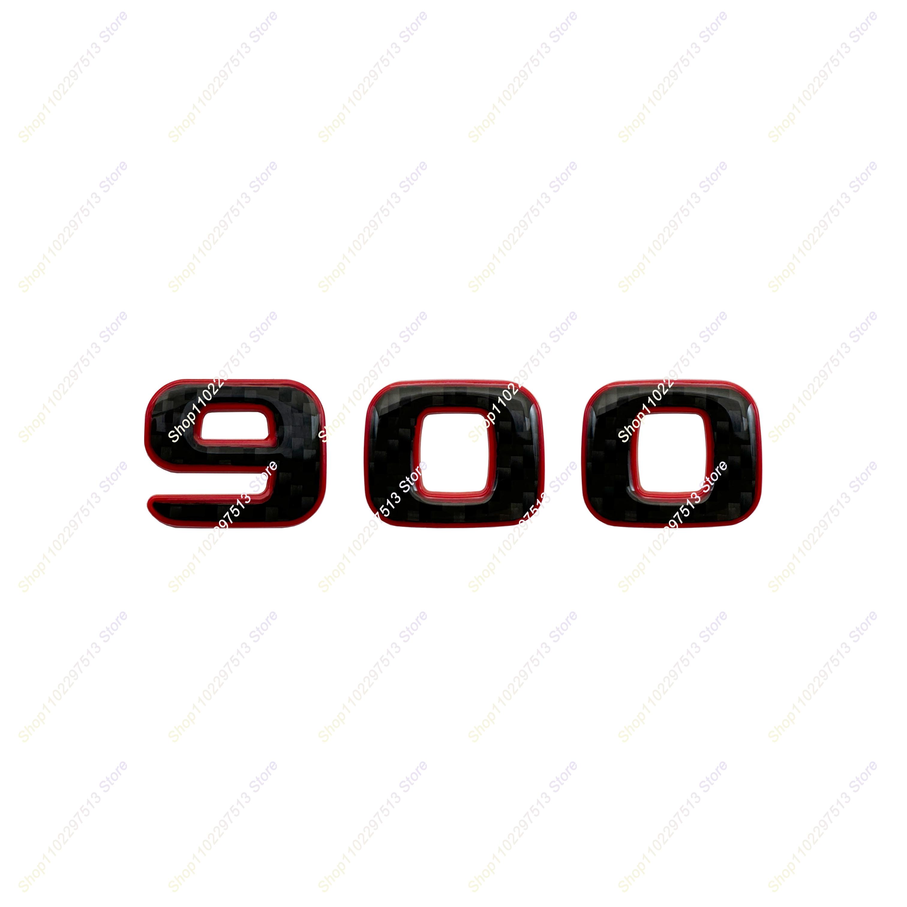 2025 New 3D Orange Red Carbon Fibre 900 Letters Emblem Car Trunk Sticker For BRABUS W213 X167 W167 W463 W464 C190 Series Carbon Fibre(2pcs)