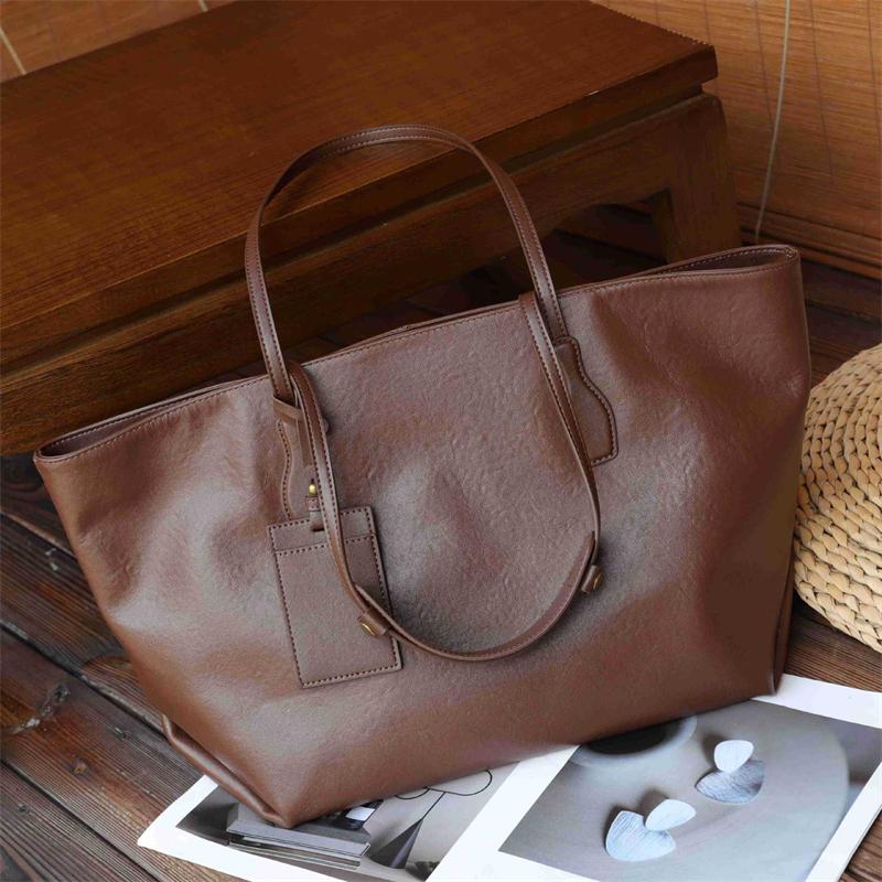 Burminsa Cowhide Genuine Leather Soft Large Tote Shoulder Bags For Women 2026 Luxury Designer Big Shopping Work Ladies Handbags