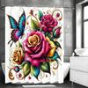 Butterfly Flower Shower Curtain, Bathroom Decorative Shower Curtain, Waterproof Shower Curtain with Hooks