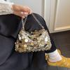 Sequin Evening Party Shoulder Bags For Women Lightweight Portable Ladies Chain Crossbody Bag Solid Color Casual Female Handbag