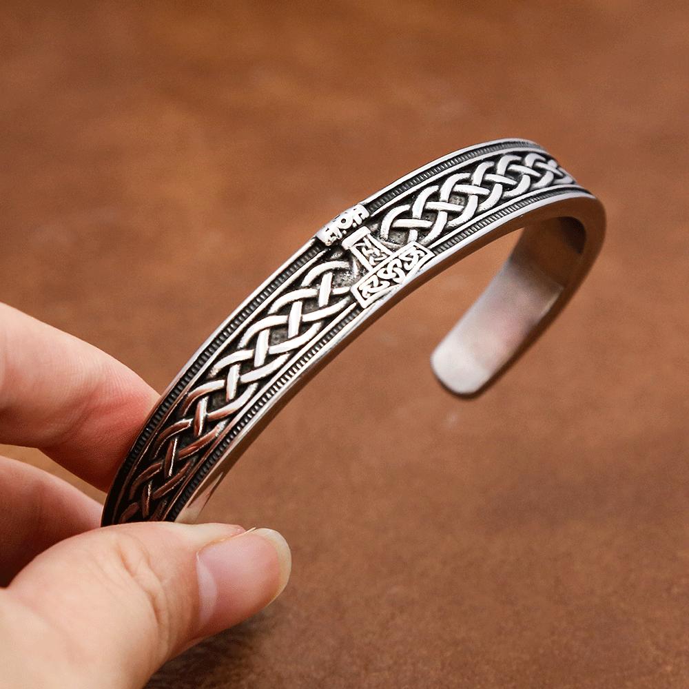 Stainless Steel Viking Thor's Hammer Bracelet for Men Women  Vintage Open Bracelets Punk Amulet Jewelry Gifts