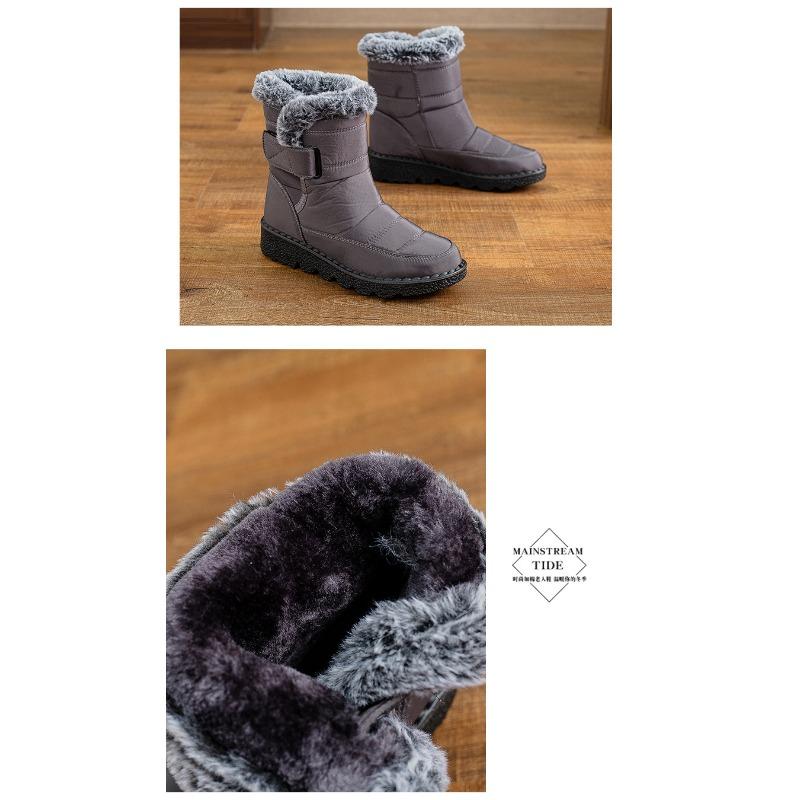 Women's Winter New Style Snow Boots Women's Fleece-Lined Thickened Warm Cotton Boots Large Size Flat-Sole Waterproof Cotton Boots