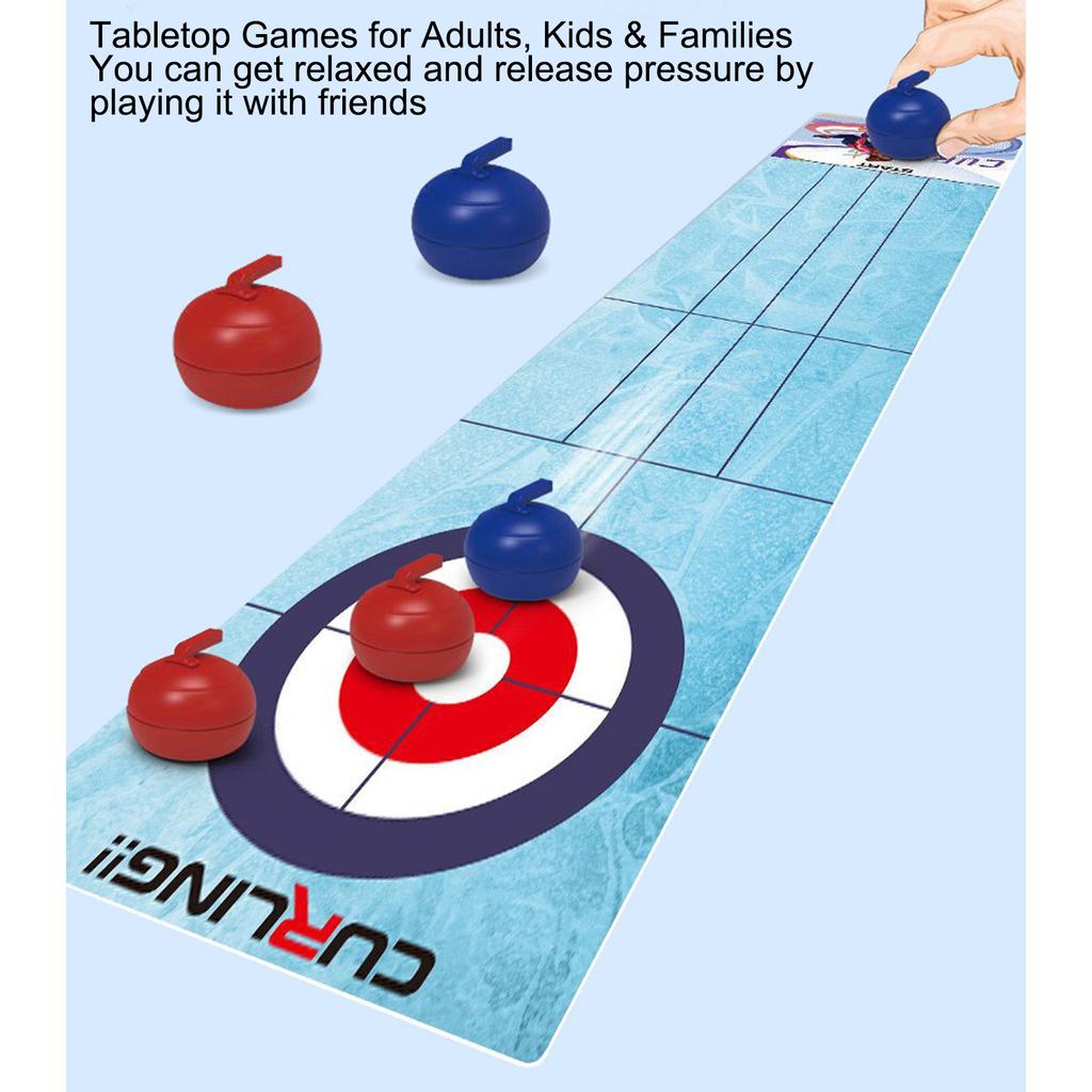 Tabletop Curling Game Fun Compact Curling Board Game Portable Mini Tabletop Games Toy for Adults Kids Families School Travel