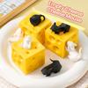 1/2/3/4Pcs Hollow Cheese Squeeze Toy with Black White Mouse Stress Relief Cheese Block