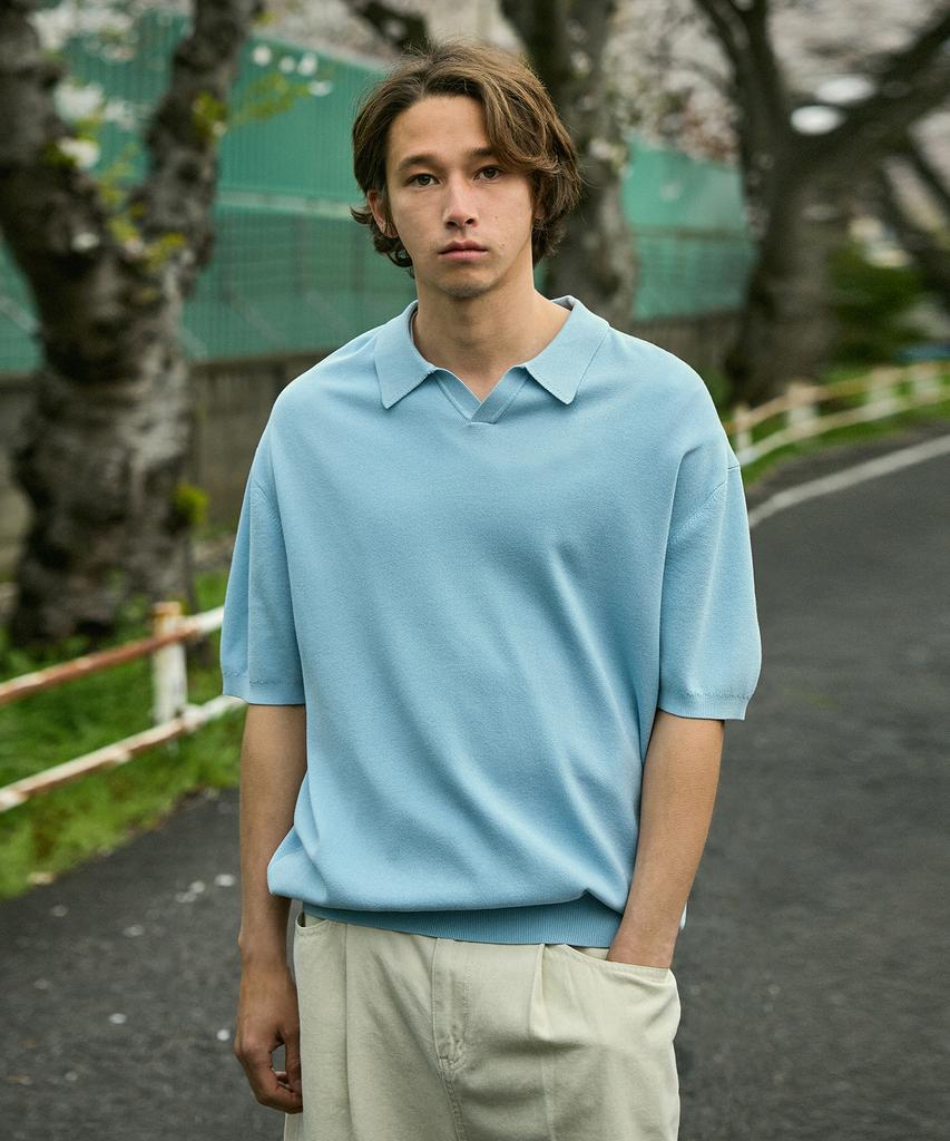 MINIMALPROJECT Linen-Like Cool Dry Open Collar Knit Mnt108 / 6 Colors