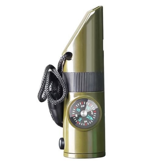 

Многофункциональный свисток 7-в-1 с компасом, термометром, лупой, отражателем, зеркалом, светодиодным фонариком, инструмент для выживания в чрезвычайных ситуациях для активного отдыха, походов, охоты, кемпинга армия зеленый