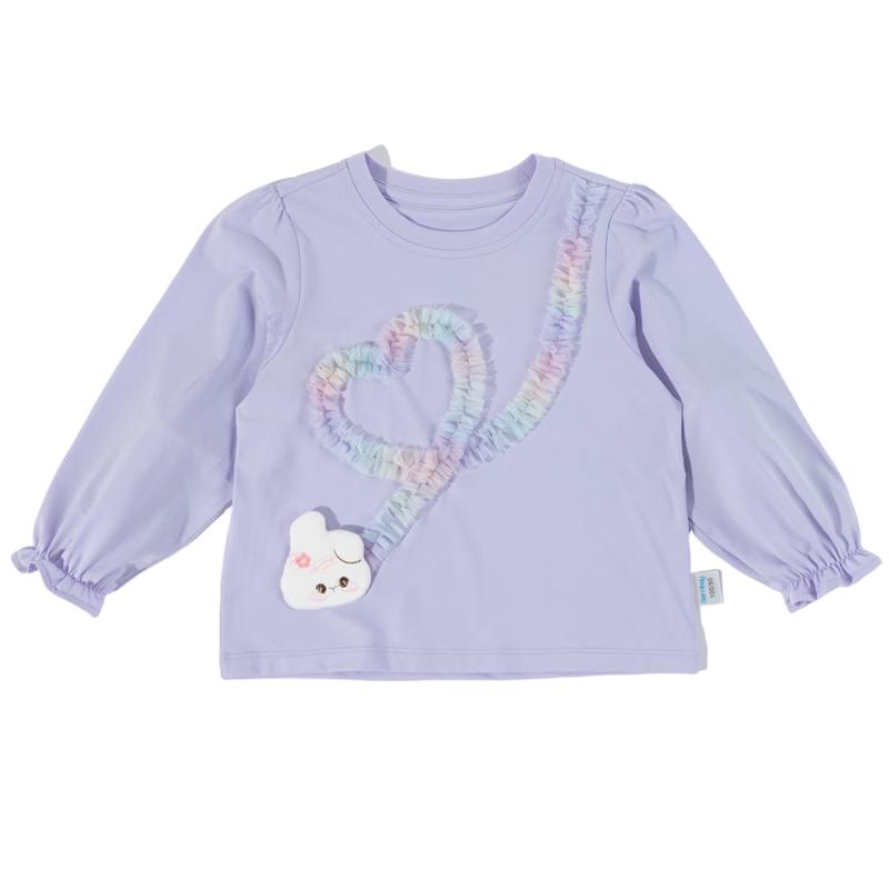Girls' Cute Bunny Cotton Blend Long-Sleeve T-Shirt