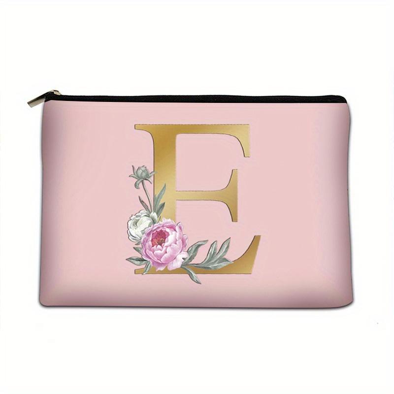 Flower  Letter Print Zipper Storage Bag  Lightweight Versatile Pouch Trendy Clutch Bag