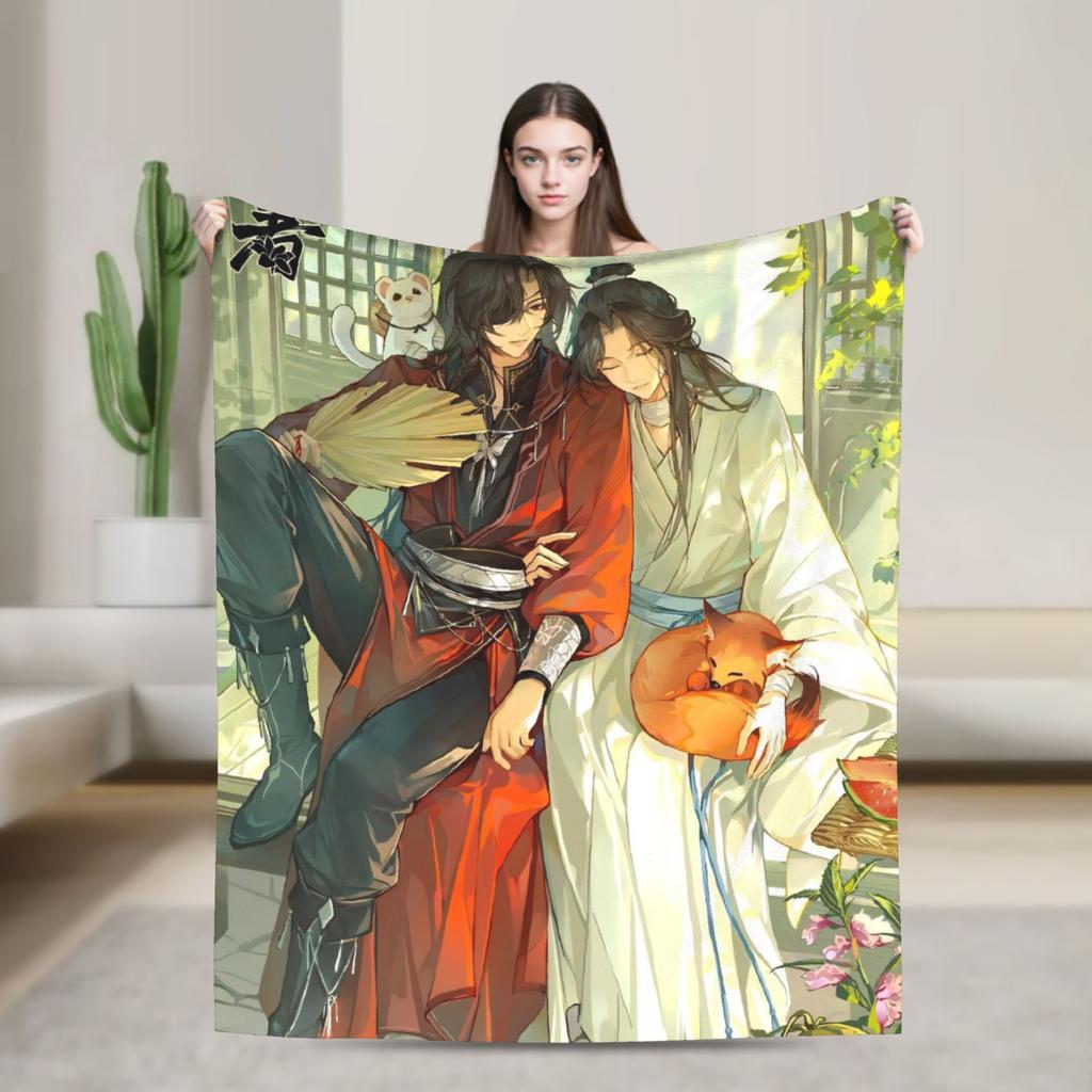 Heaven Official's Blessing Blanket  Soft Funny Plush Throw Blanket For Living Room Decorative Flannel Bedspread Bed Cover